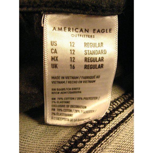 American Eagle Womans SHORTS CUTOFF JEAN 12R JEGGING SUPER STRETCH Black Denim - Picture 6 of 10
